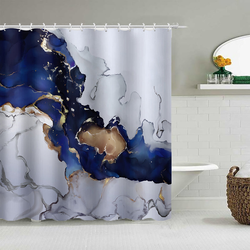 Blue Marble Cloth Shower Curtain