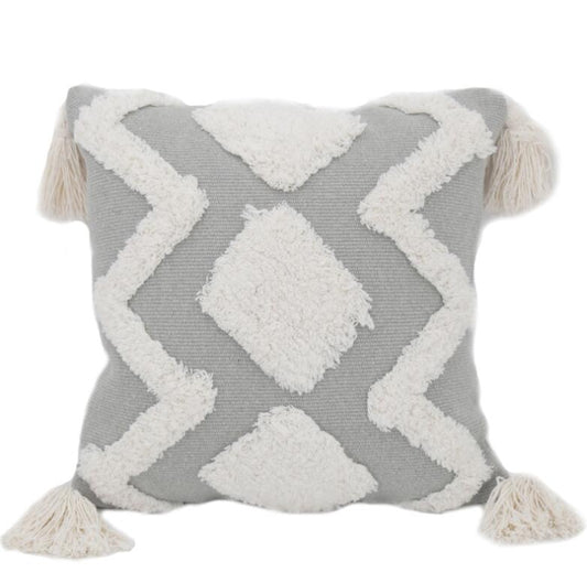 Tufted Throw Pillow with Tassels